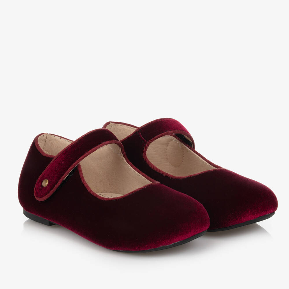Old Soles-Girls Burgundy Red Velvet Shoes | Childrensalon Outlet