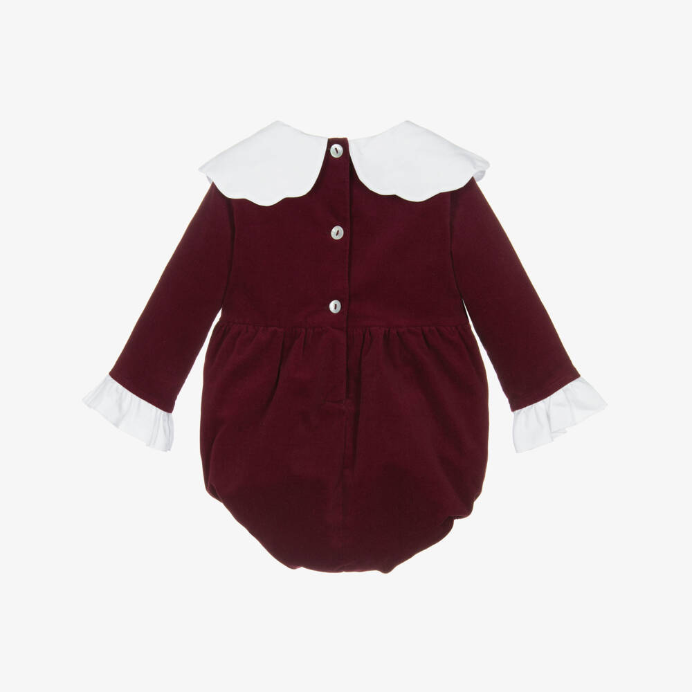 Phi Clothing-Girls Burgundy Velvet Shortie with Scalloped White Collar | Childrensalon Outlet