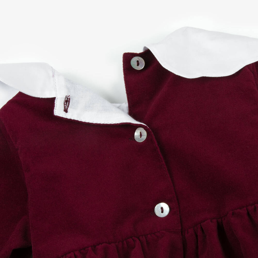 Phi Clothing-Girls Burgundy Velvet Shortie with Scalloped White Collar | Childrensalon Outlet