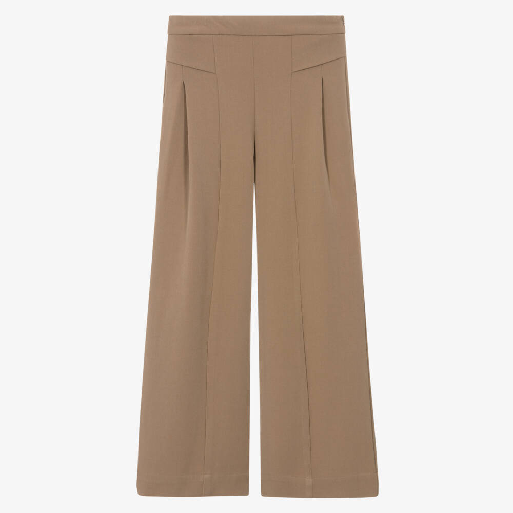 Mayoral-Girls Camel Brown High Waist Wide-Leg Trousers | Childrensalon Outlet