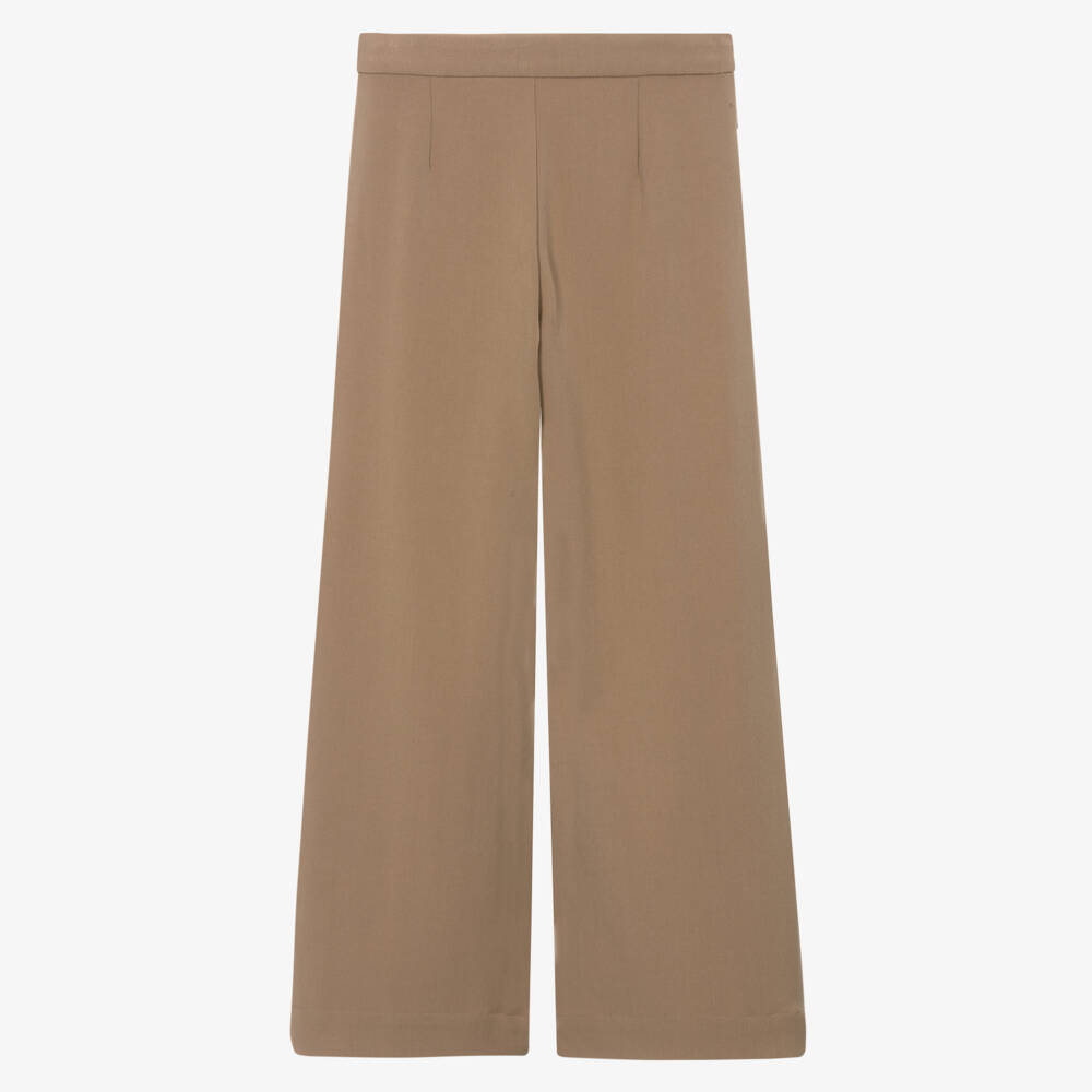 Mayoral-Girls Camel Brown High Waist Wide-Leg Trousers | Childrensalon Outlet