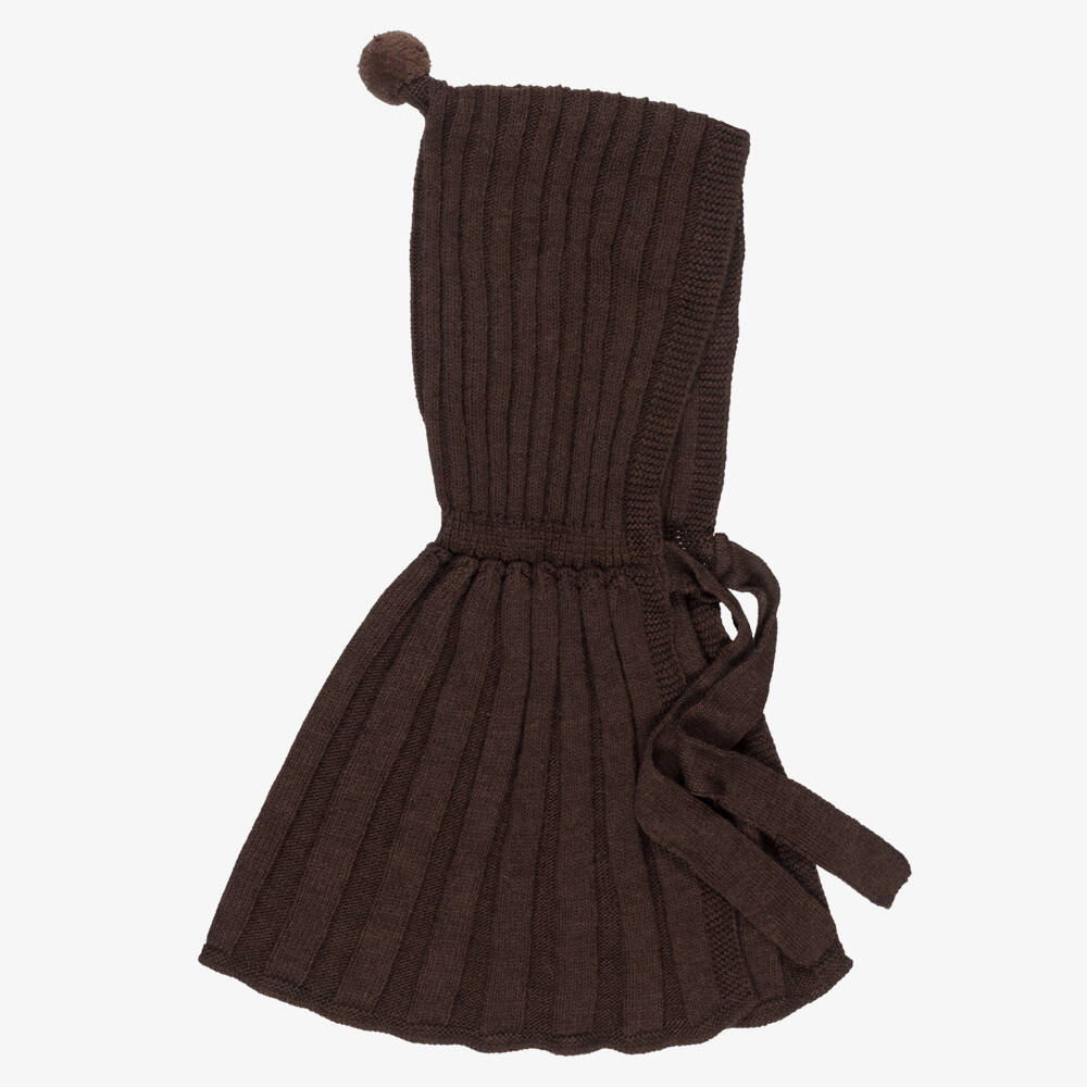 Foque-Girls Chocolate Brown Knitted Hooded Cape | Childrensalon Outlet
