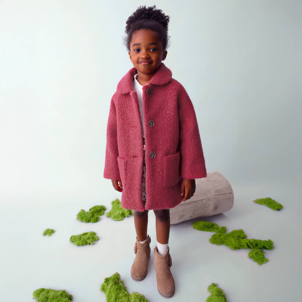 Mayoral-Girls Classic Red Bouclé Coat | Childrensalon Outlet