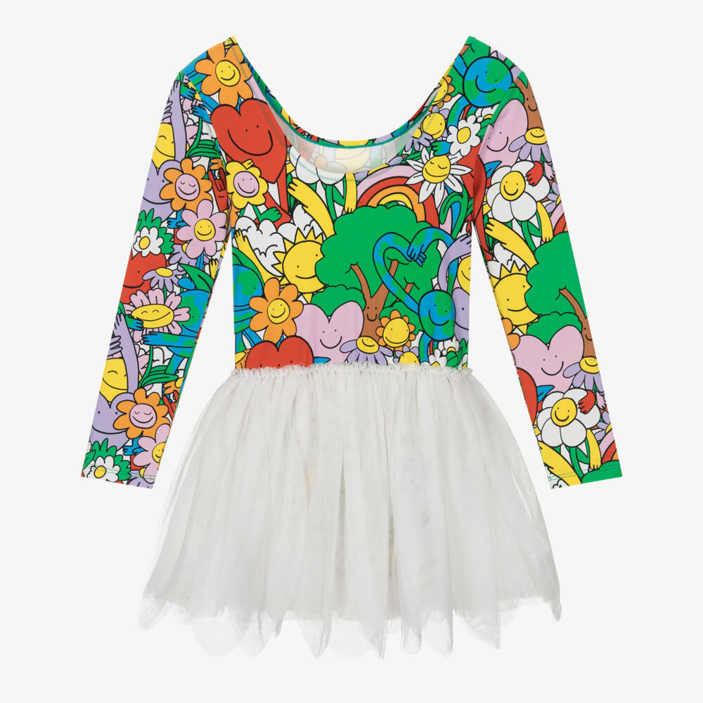 Stella McCartney Kids-Girls Colourful Earth & Flowers Jersey Dress | Childrensalon Outlet