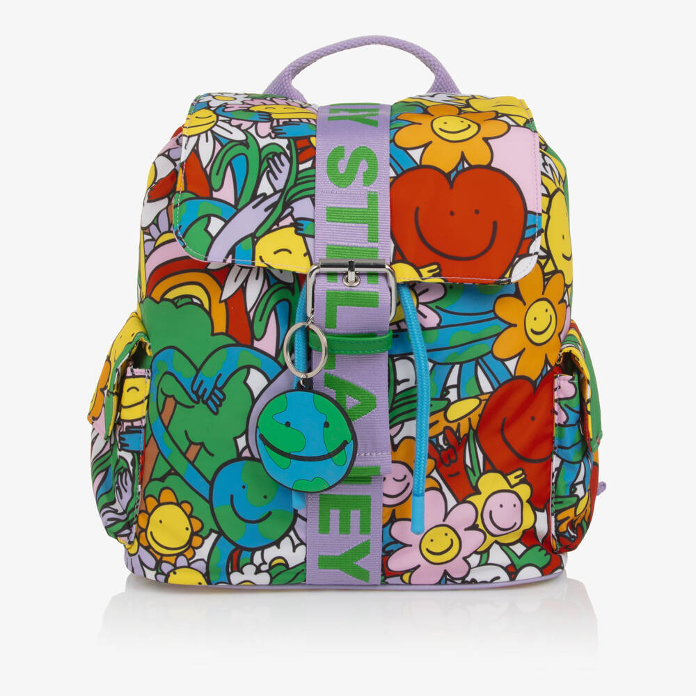 Stella McCartney Kids-Girls Colourful Earth & Smiling Flowers Backpack (27cm) | Childrensalon Outlet
