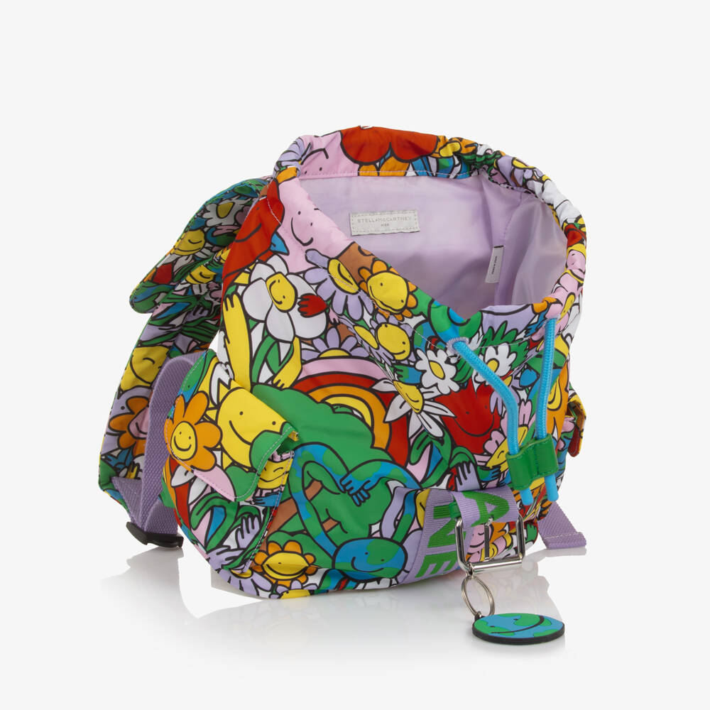 Stella McCartney Kids-Girls Colourful Earth & Smiling Flowers Backpack (27cm) | Childrensalon Outlet