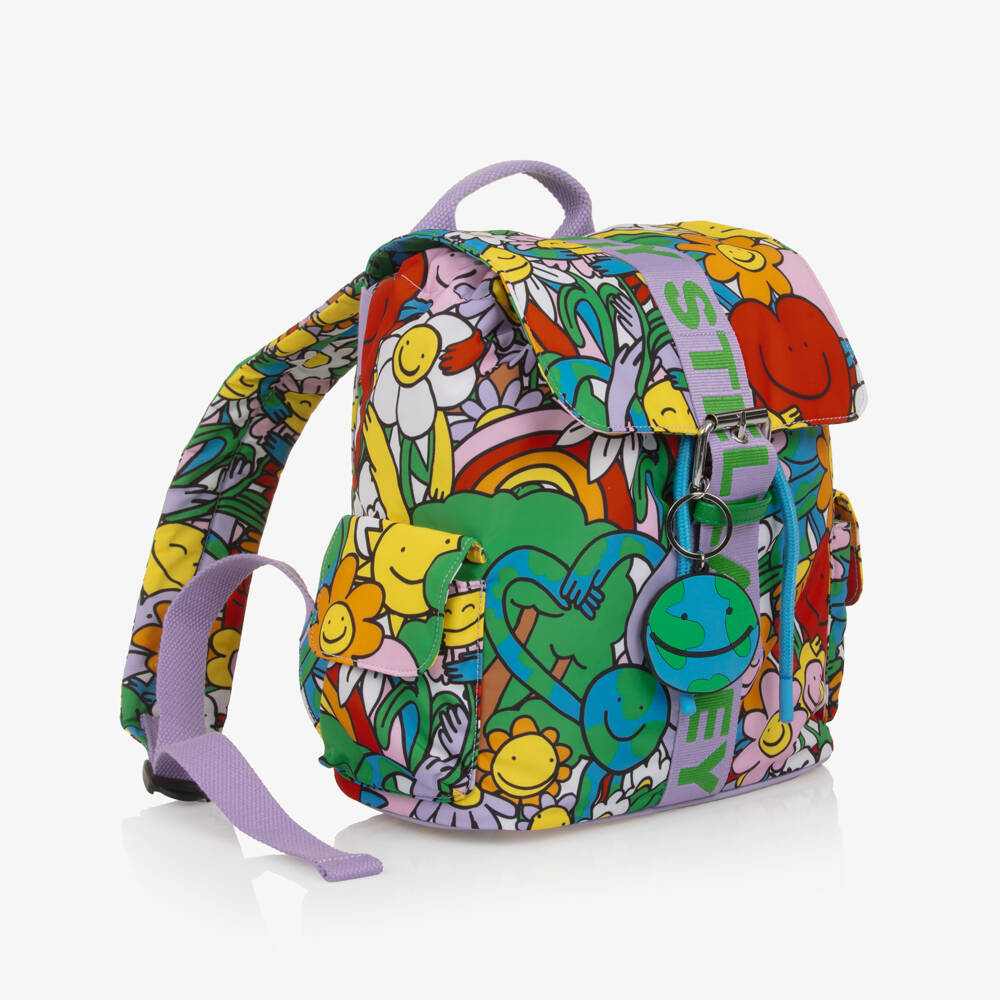 Stella McCartney Kids-Girls Colourful Earth & Smiling Flowers Backpack (27cm) | Childrensalon Outlet