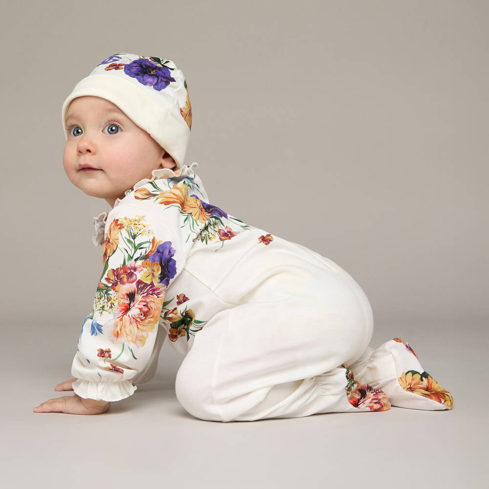 Dolce & Gabbana-Girls Colourful Floral Babysuit Set | Childrensalon Outlet