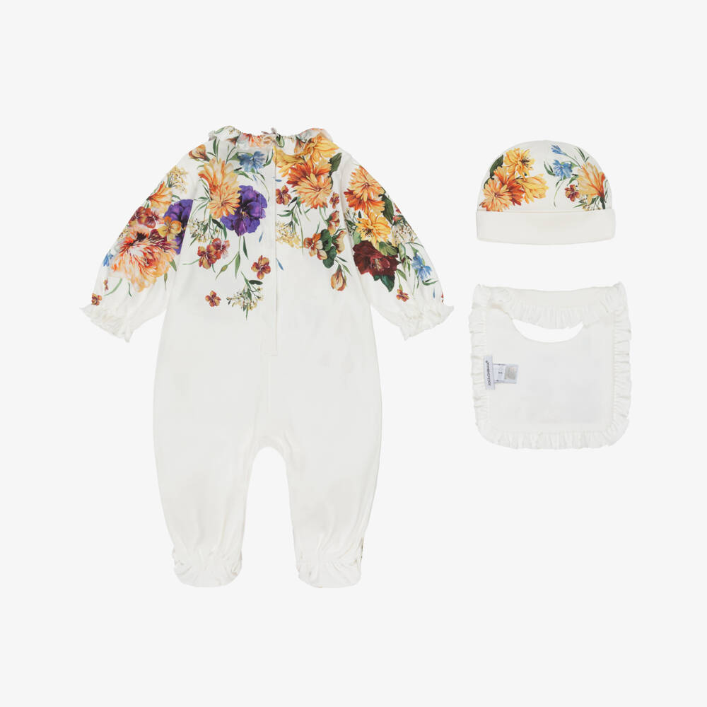 Dolce & Gabbana-Girls Colourful Floral Babysuit Set | Childrensalon Outlet