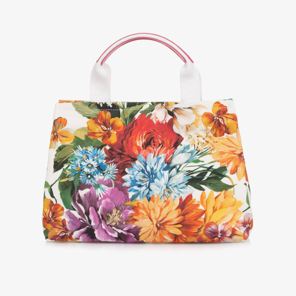 Dolce & Gabbana-Girls Colourful Floral Print Canvas Handbag (26cm) | Childrensalon Outlet