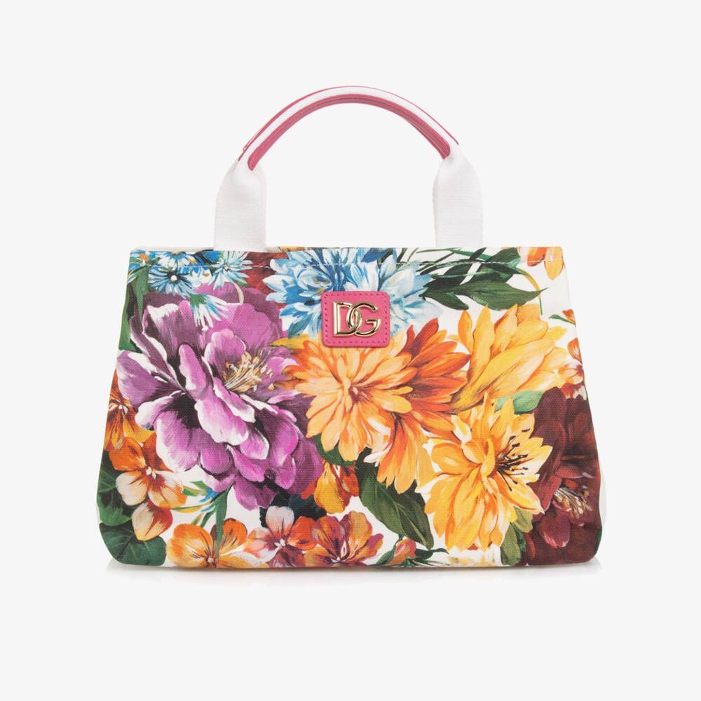 Dolce & Gabbana-Girls Colourful Floral Print Canvas Handbag (26cm) | Childrensalon Outlet
