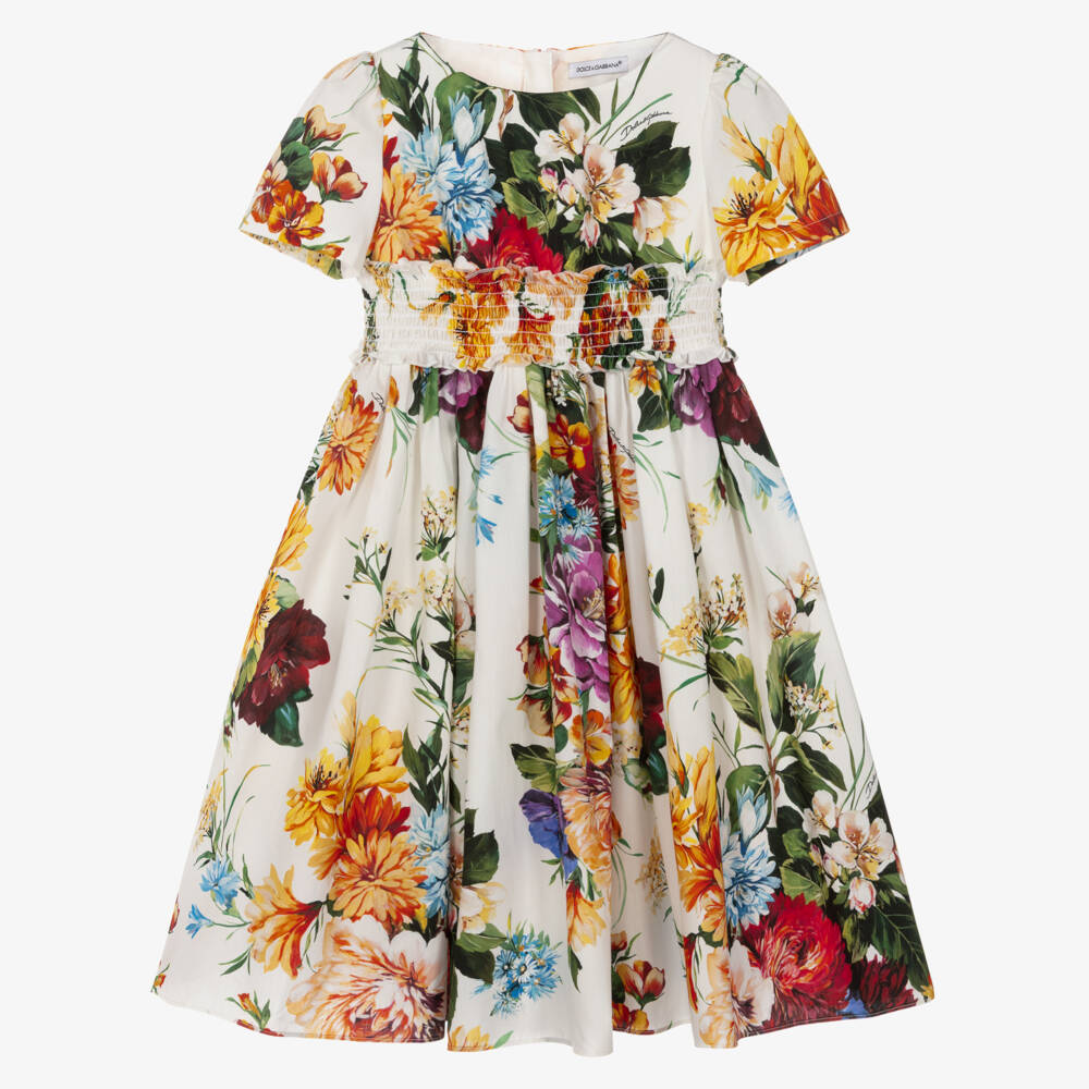 Dolce & Gabbana-Girls Colourful Floral Print Cotton Maxi Dress | Childrensalon Outlet