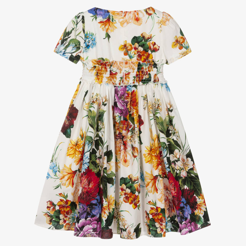 Dolce & Gabbana-Girls Colourful Floral Print Cotton Maxi Dress | Childrensalon Outlet