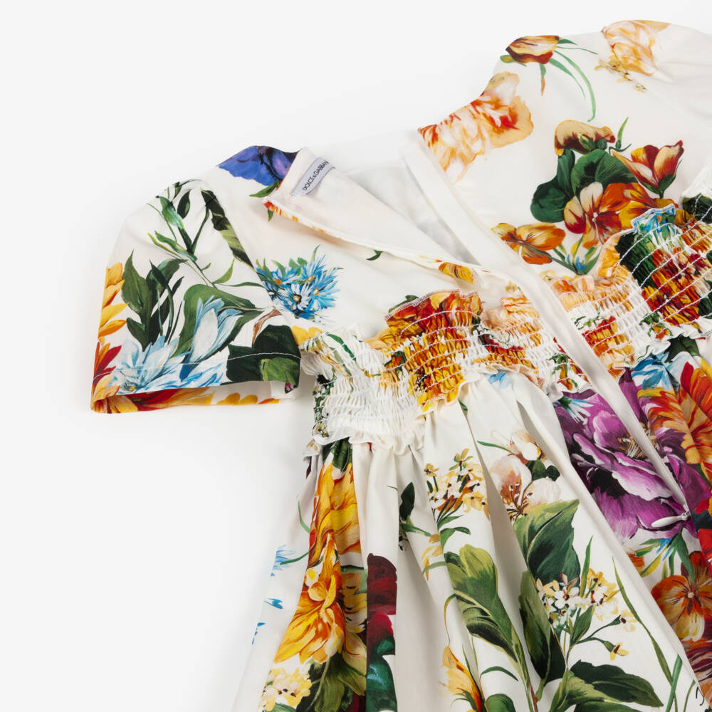 Dolce & Gabbana-Girls Colourful Floral Print Cotton Maxi Dress | Childrensalon Outlet