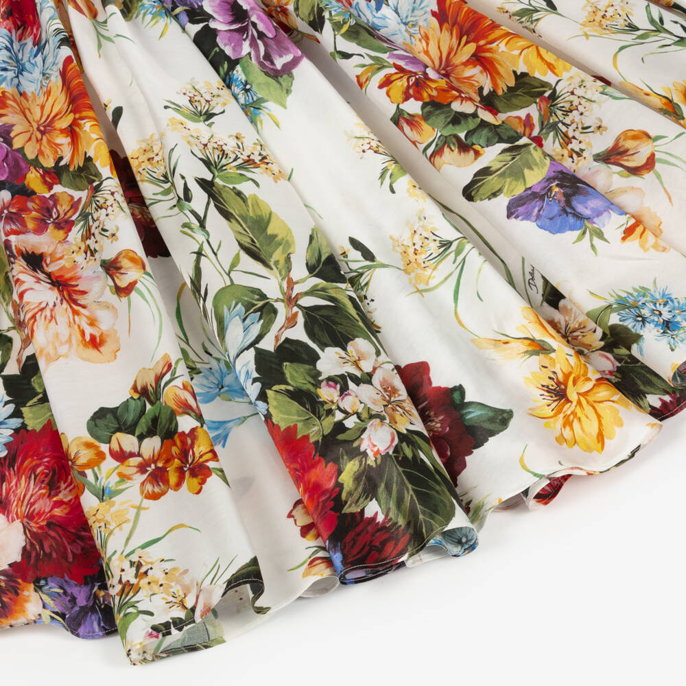 Dolce & Gabbana-Girls Colourful Floral Print Organza Dress | Childrensalon Outlet