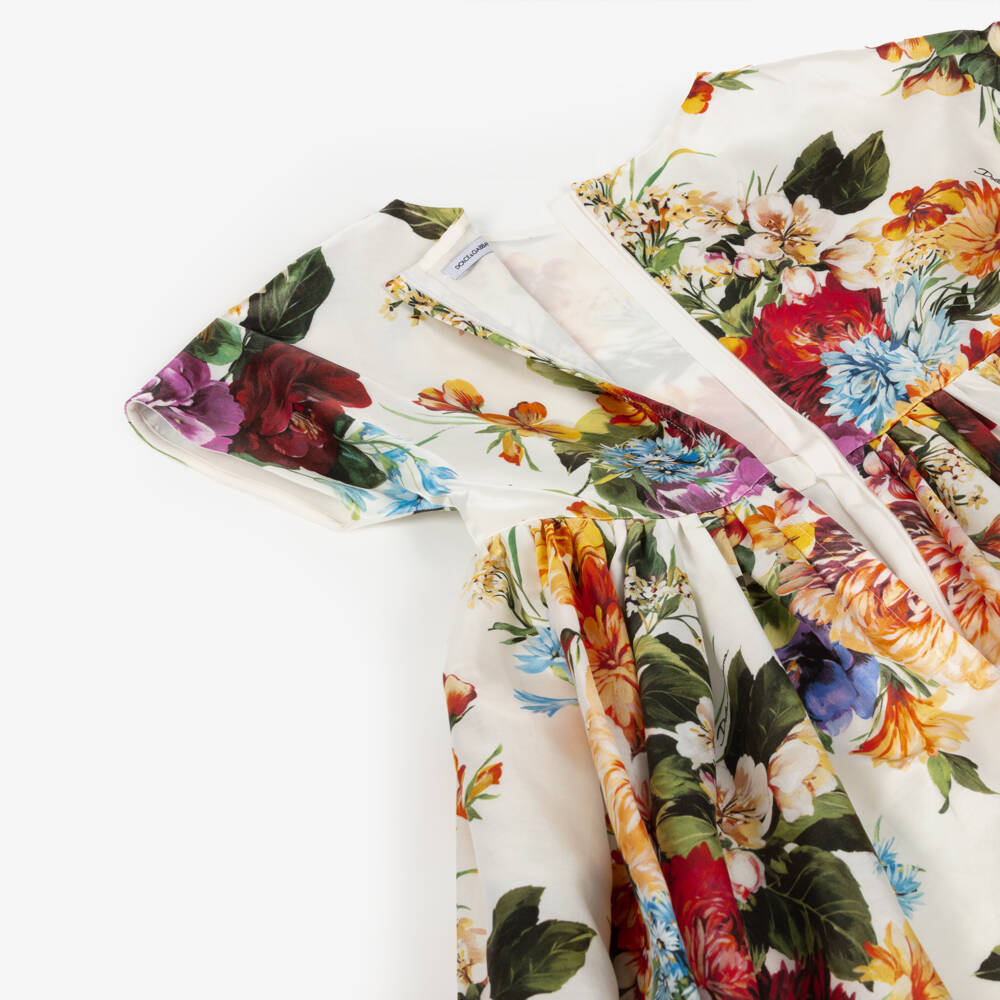 Dolce & Gabbana-Girls Colourful Floral Print Organza Dress | Childrensalon Outlet