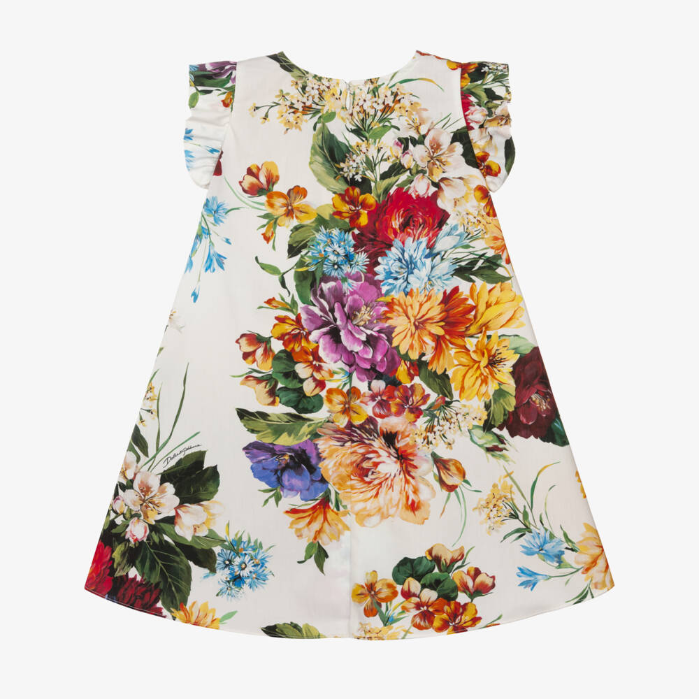 Dolce & Gabbana-Girls Colourful Floral Print Ruffle Sleeve Dress | Childrensalon Outlet