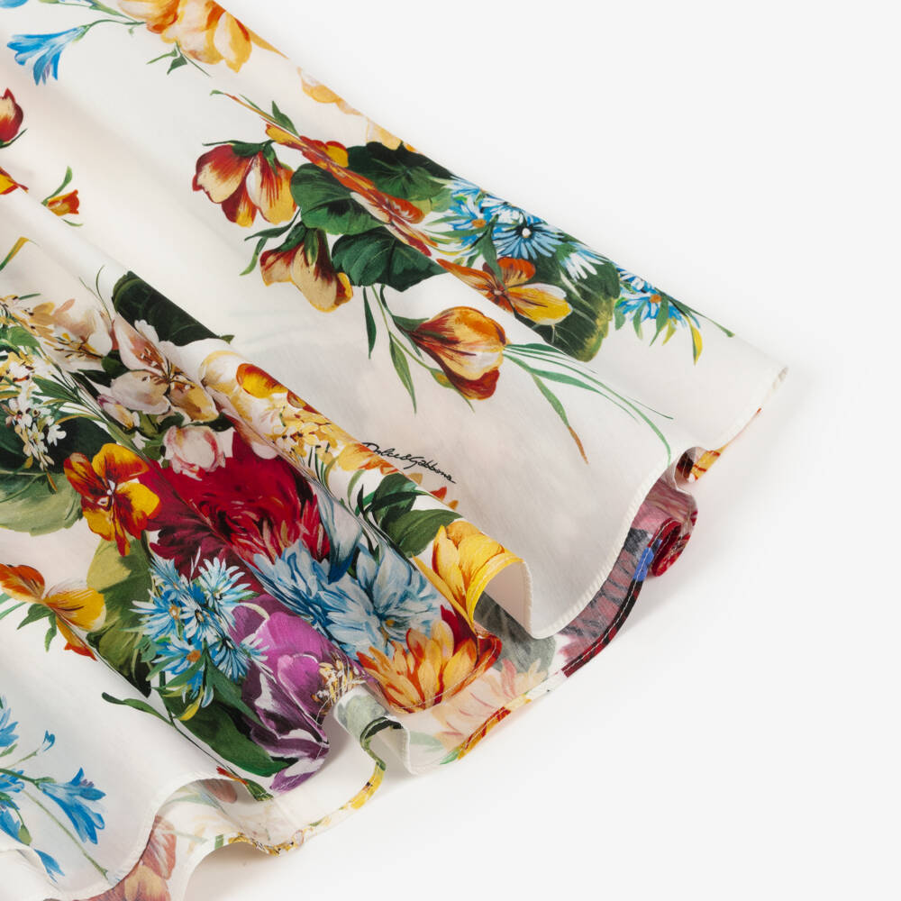 Dolce & Gabbana-Girls Colourful Floral Print Ruffle Sleeve Dress | Childrensalon Outlet