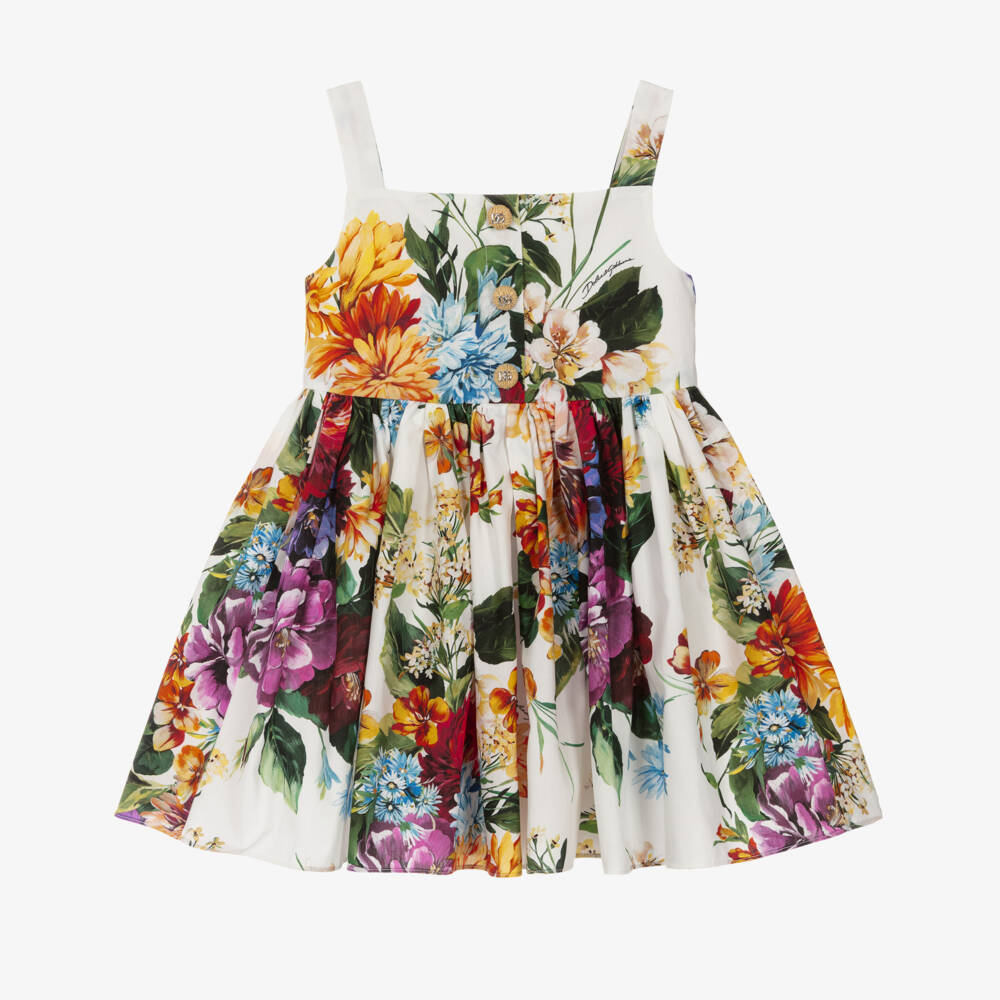 Dolce & Gabbana-Girls Colourful Floral Print Sleeveless Dress | Childrensalon Outlet
