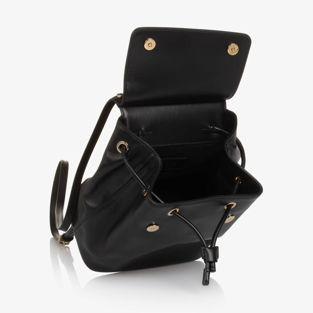 Dolce & Gabbana-Girls Compact Black Leather Backpack (22cm) | Childrensalon Outlet