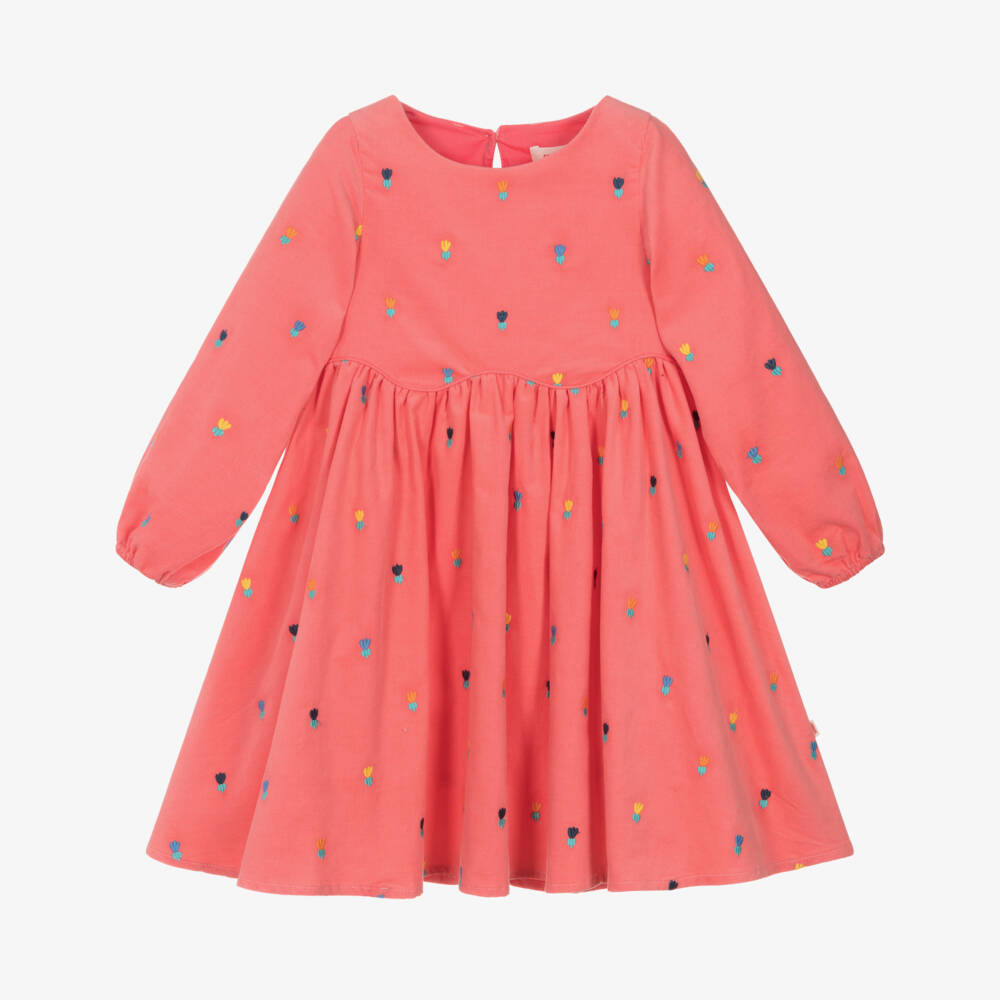 Catimini-Girls Coral Pink Corduroy Dress | Childrensalon Outlet