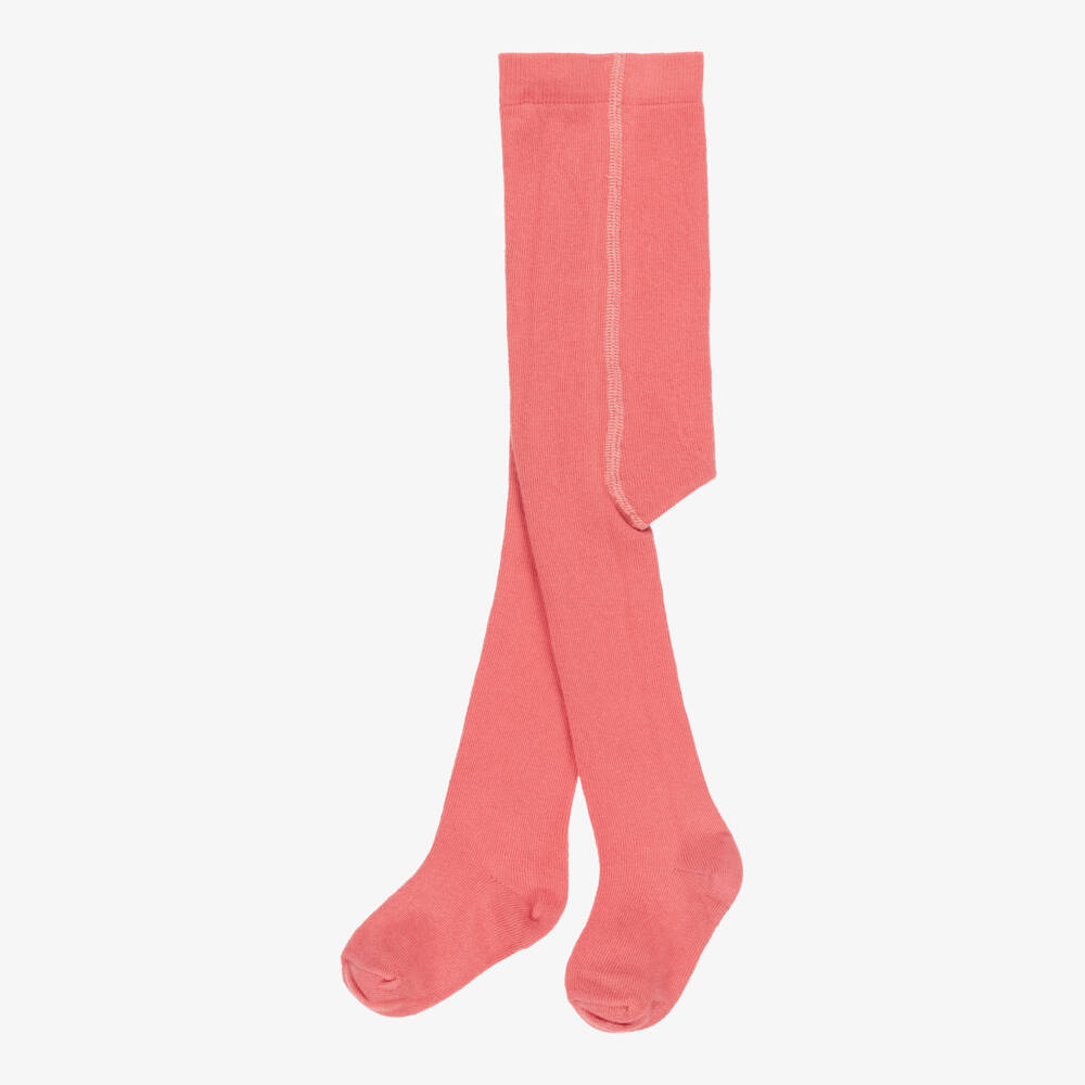 Tartine et Chocolat-Girls Coral Pink Cotton Tights | Childrensalon Outlet