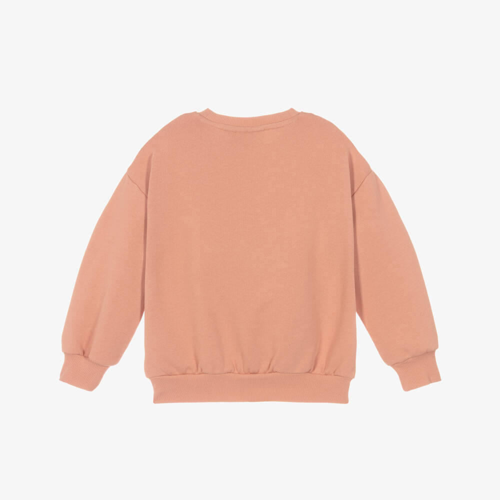 Mini Rodini-Girls Coral Pink Dino Motif Organic Cotton Sweatshirt | Childrensalon Outlet
