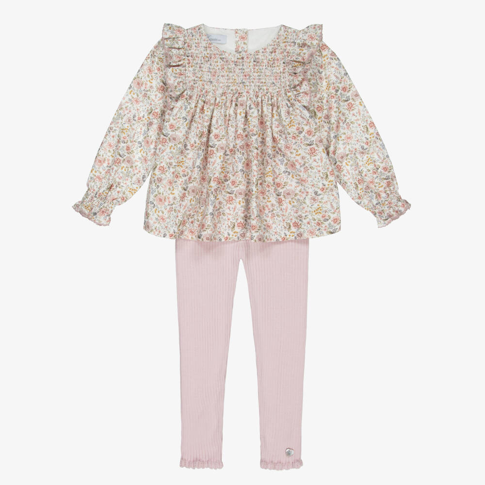 Artesanía Granlei-Розовая цветочная блузка и леггинсы для девочек | Childrensalon Outlet