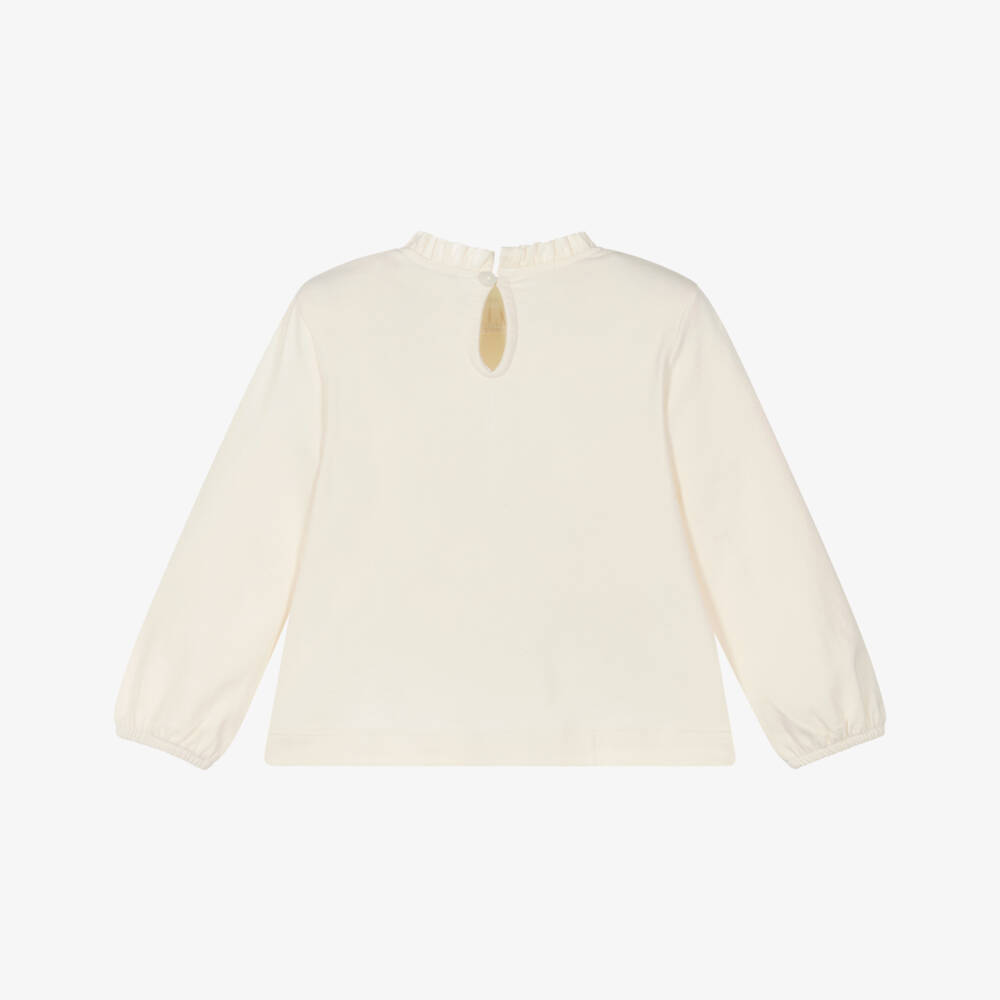 Mayoral-Girls Cream Cotton Girl Print Top | Childrensalon Outlet