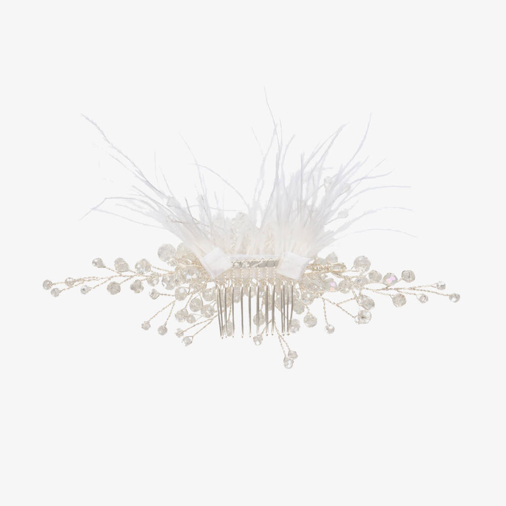 Junona-Girls Crystal Bead & Feather Hair Clip | Childrensalon Outlet