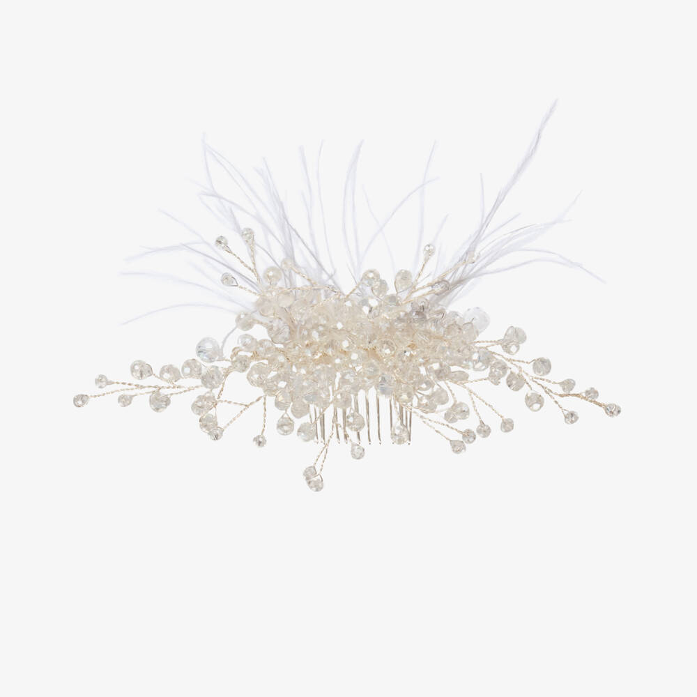 Junona-Girls Crystal Bead & Feather Hair Clip | Childrensalon Outlet