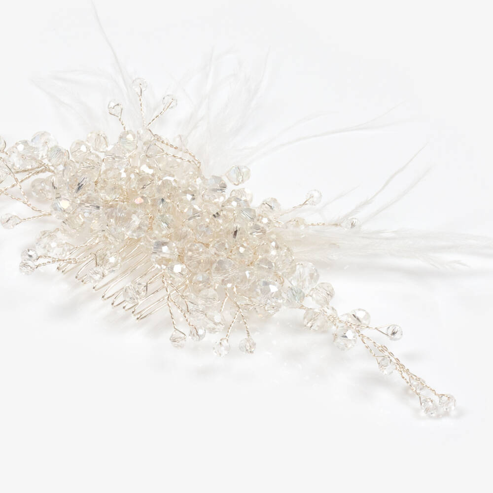 Junona-Girls Crystal Bead & Feather Hair Clip | Childrensalon Outlet