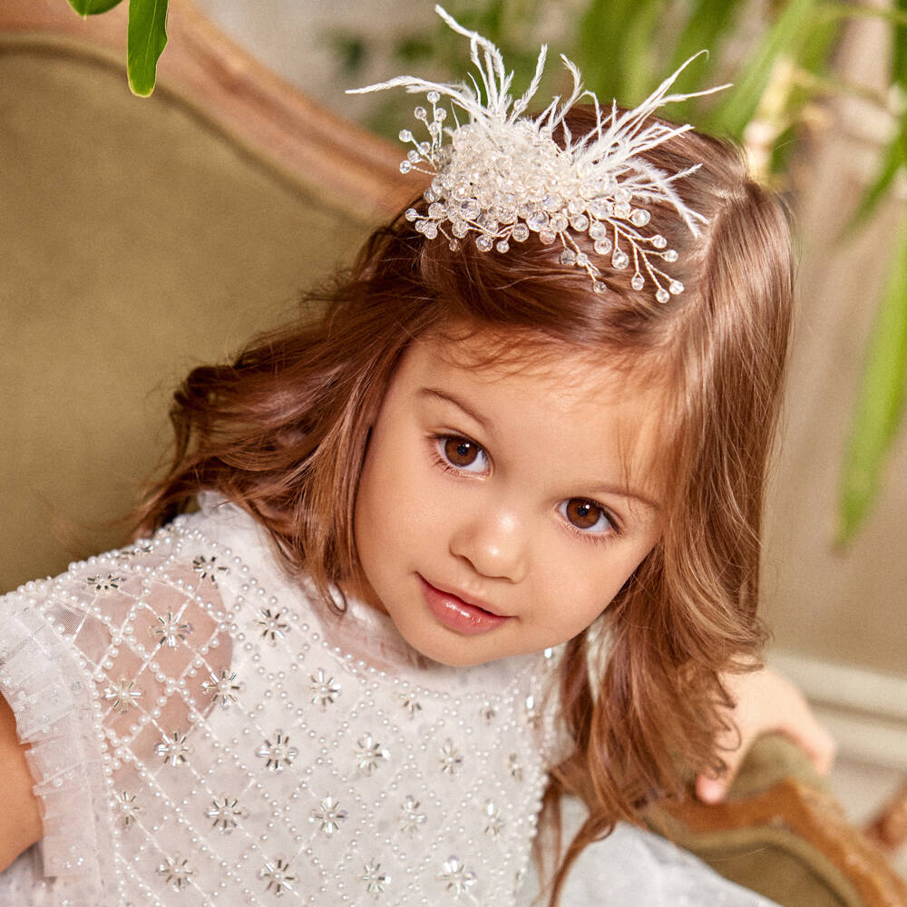 Junona-Girls Crystal Bead & Feather Hair Clip | Childrensalon Outlet