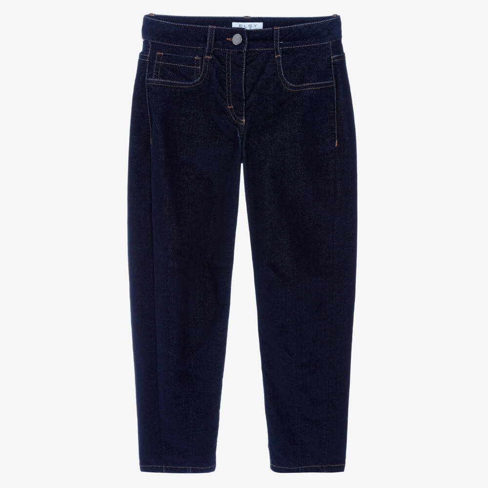 Elsy-Girls Dark Blue Barrel Leg Denim Jeans | Childrensalon Outlet