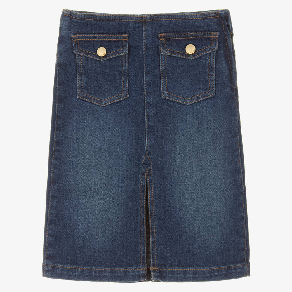 Chloé-Girls Dark Blue Denim Midi Skirt | Childrensalon Outlet
