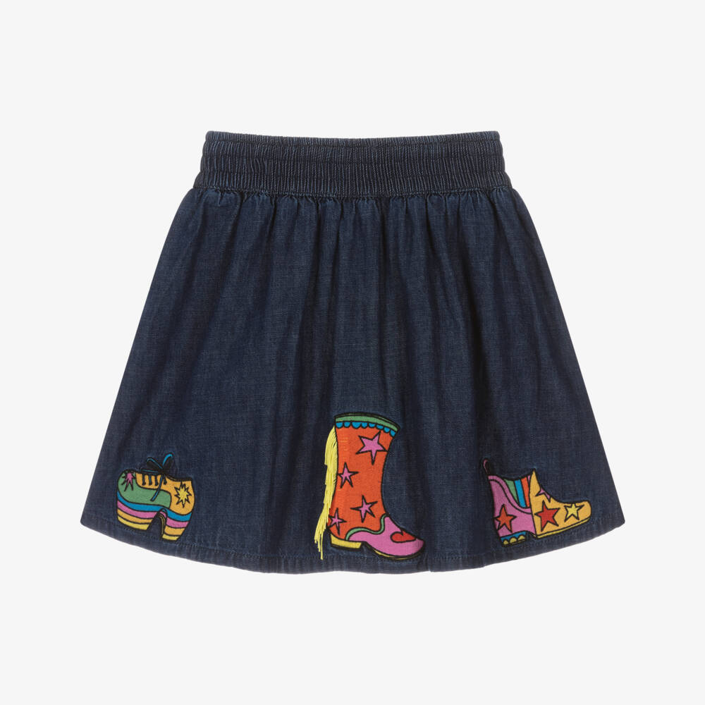 Stella McCartney Kids-Girls Dark Blue Denim Party Boot Skirt | Childrensalon Outlet