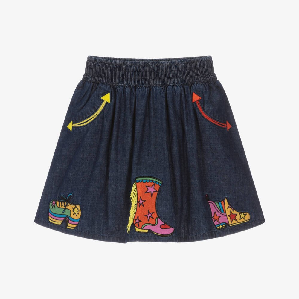 Stella McCartney Kids-Girls Dark Blue Denim Party Boot Skirt | Childrensalon Outlet