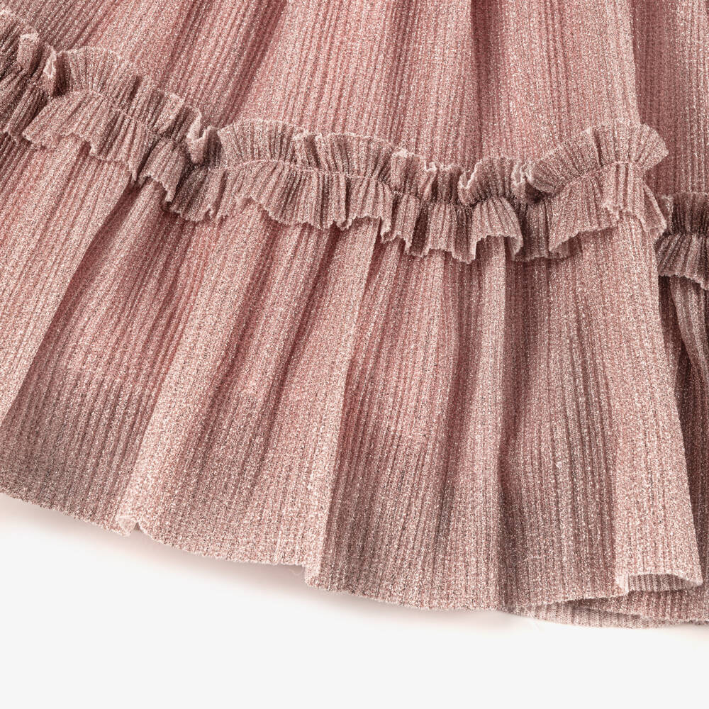 Patachou-Girls Dusty Pink Glittery Plissé Dress | Childrensalon Outlet