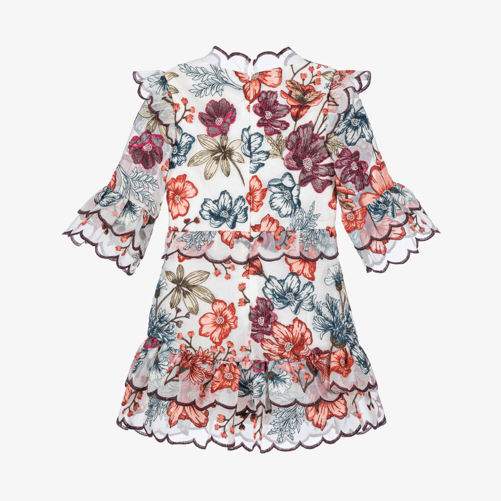 Marlo Kids-Girls Embroidered Floral Organza Dress | Childrensalon Outlet