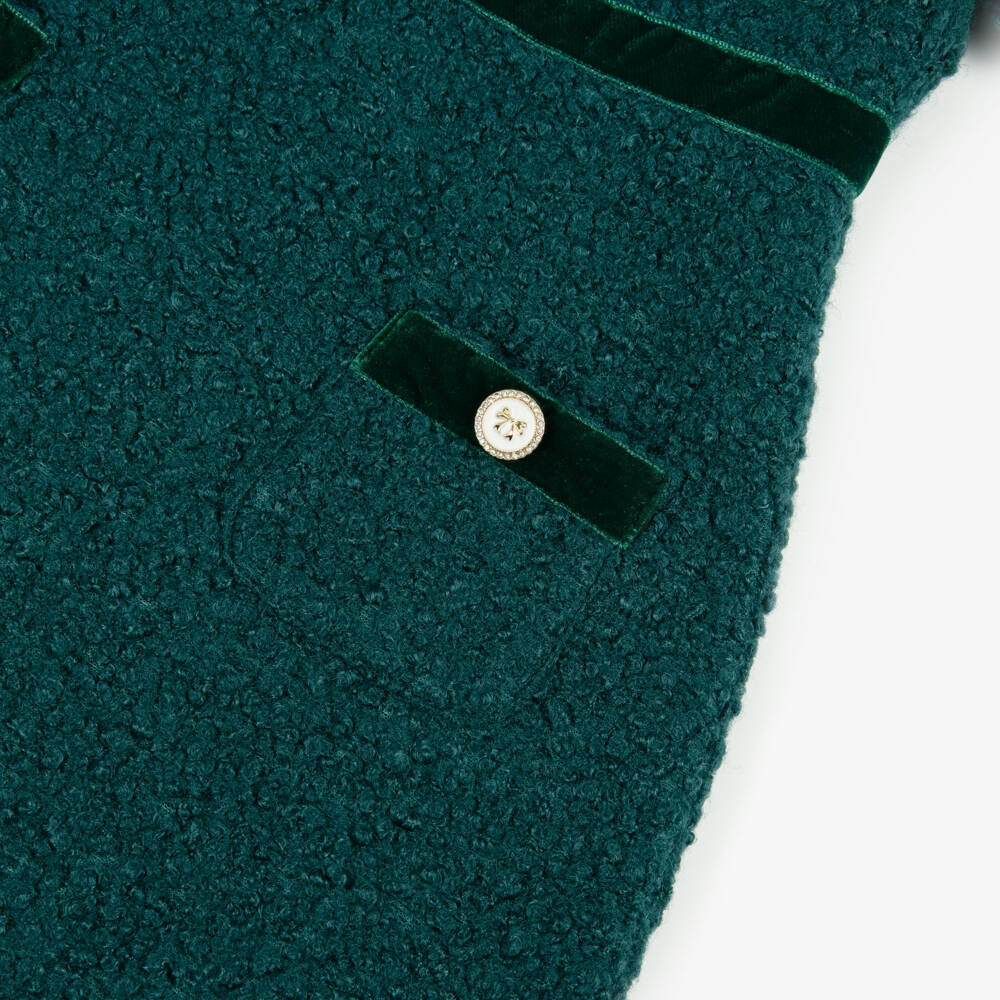 Patachou-Girls Emerald Green Bouclé Dress | Childrensalon Outlet