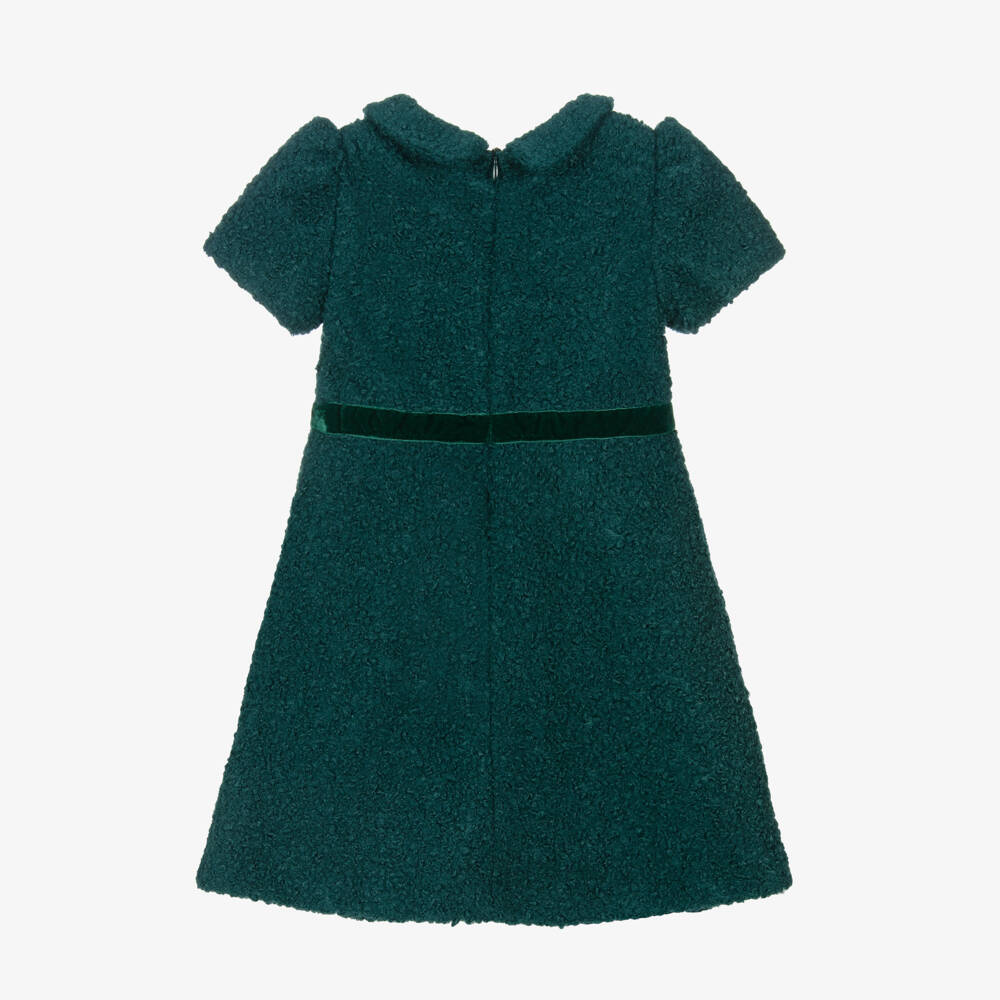 Patachou-Girls Emerald Green Bouclé Dress | Childrensalon Outlet