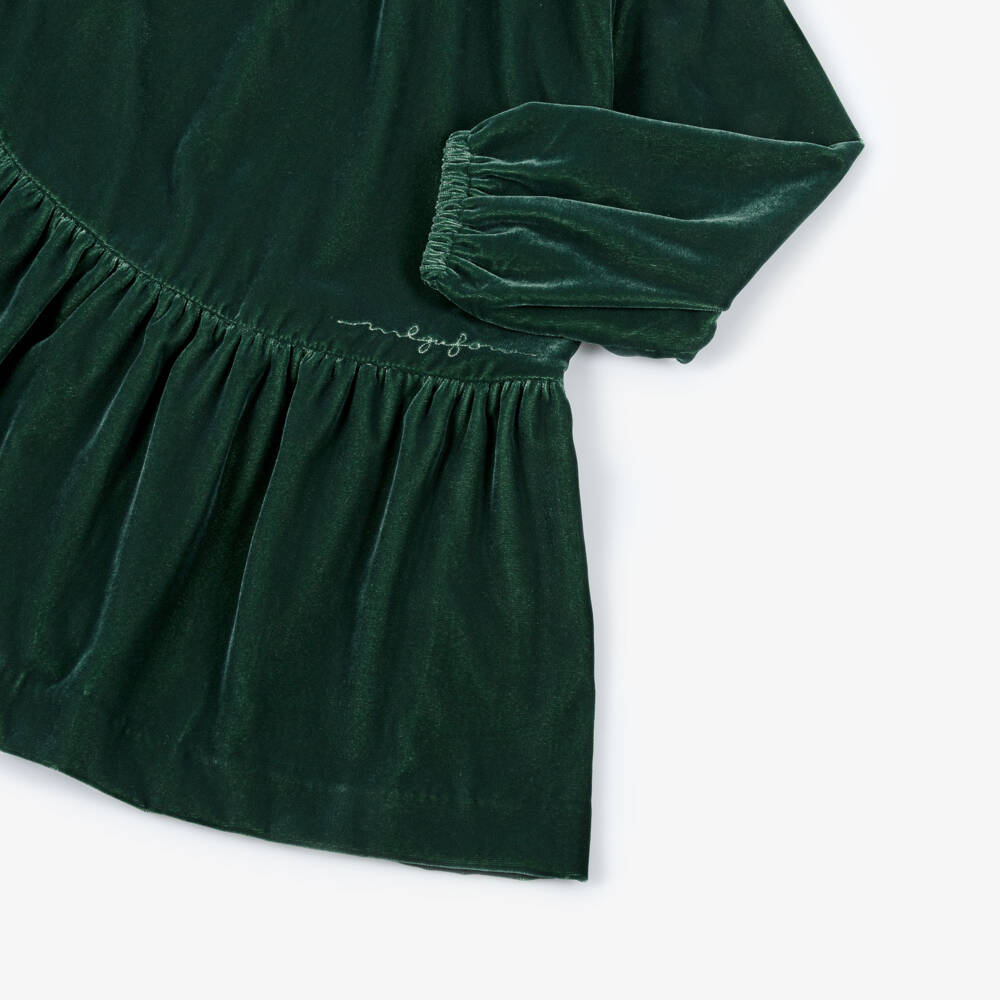 Il Gufo-Girls Emerald Green Velvet Dress | Childrensalon Outlet