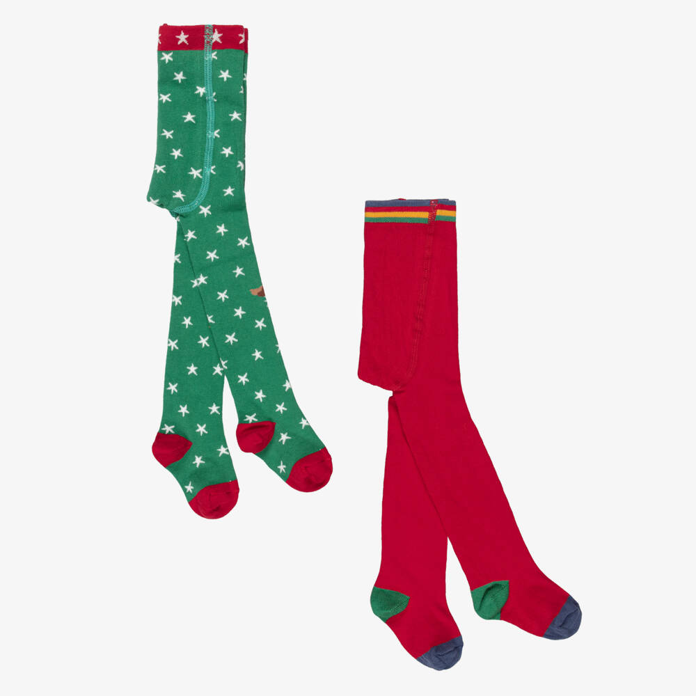Frugi-Girls Festive Red & Green Tights  | Childrensalon Outlet