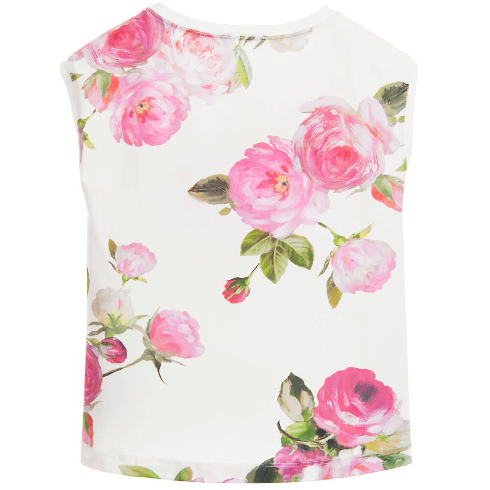 Monnalisa Chic-Girls Floral Bag Print T-Shirt | Childrensalon Outlet