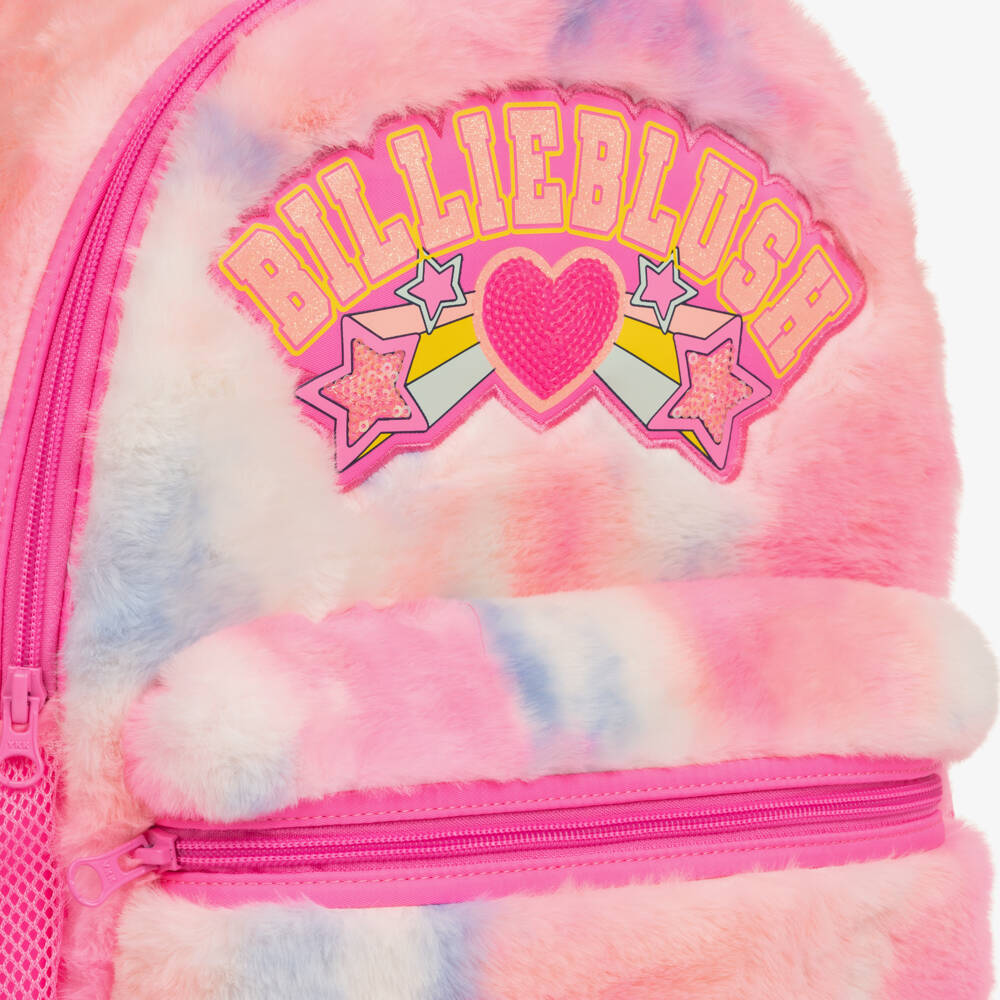 Billieblush-Girls Fluffy Pink Faux Fur Backpack (35cm) | Childrensalon Outlet