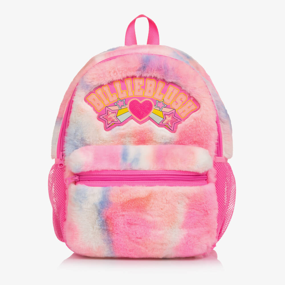 Billieblush-Girls Fluffy Pink Faux Fur Backpack (35cm) | Childrensalon Outlet