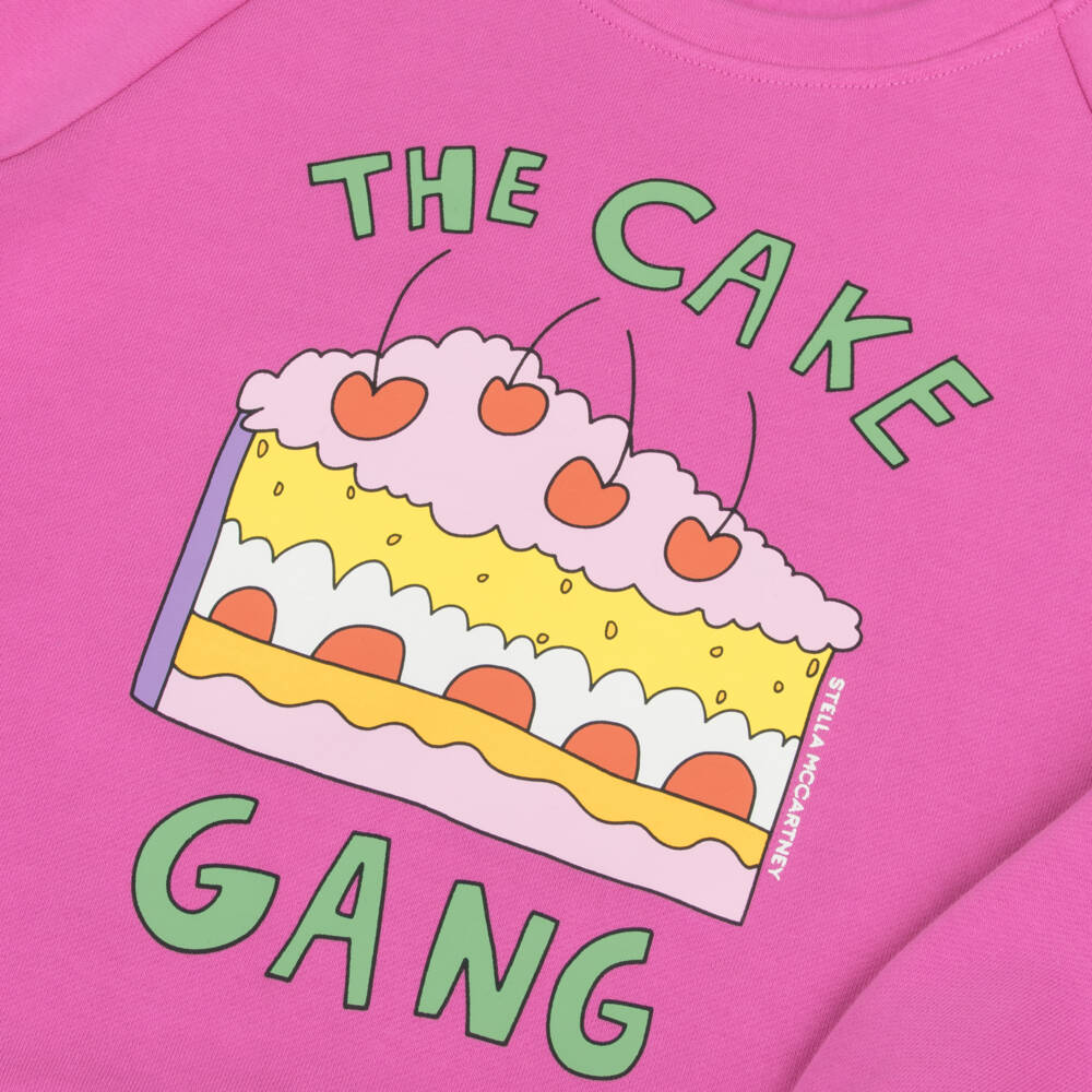 Stella McCartney Kids-Свитшот розовый с принтом торта для девочек | Childrensalon Outlet