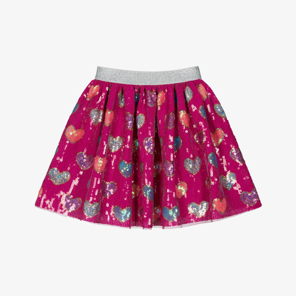 Hatley-Girls Fuchsia Pink Sequinned Skirt with Colourful Hearts | Childrensalon Outlet