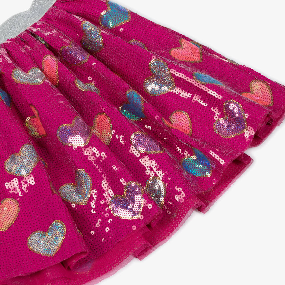 Hatley-Girls Fuchsia Pink Sequinned Skirt with Colourful Hearts | Childrensalon Outlet