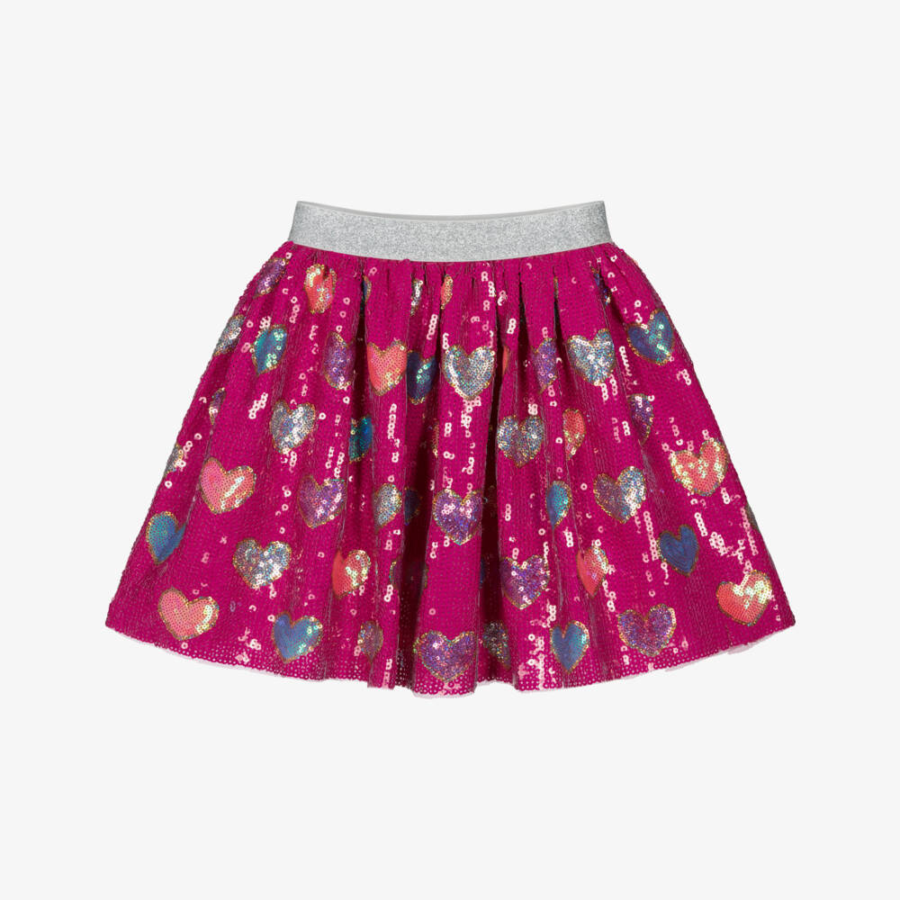 Hatley-Girls Fuchsia Pink Sequinned Skirt with Colourful Hearts | Childrensalon Outlet